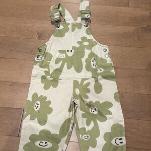 Claude & Co Kids green flower print dungarees overalls romper age 2 - 3
